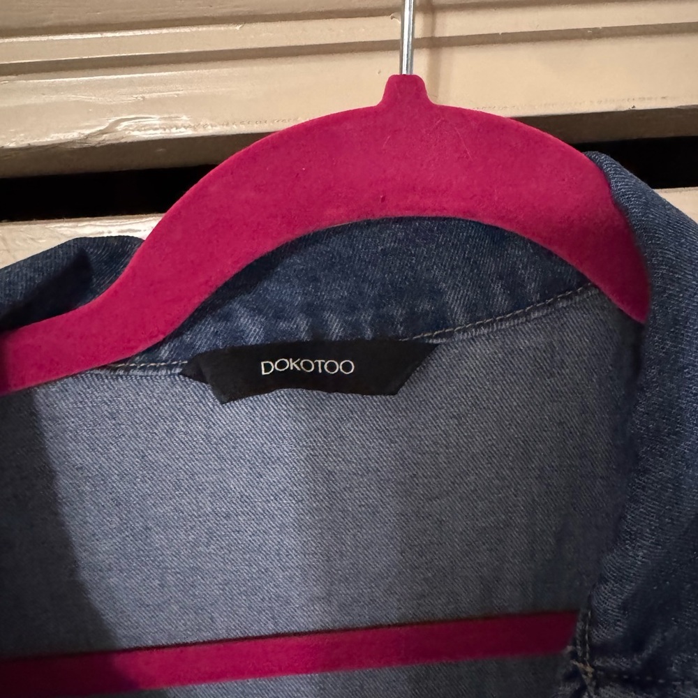Dokotoo Denim Babydoll V neck 3/4 sleeve size Med - Picture 4 of 5